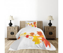 Dried Leaves Musical Notes Bedspread Set