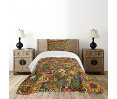 Hand-drawn Art Thanksgiving Bedspread Set