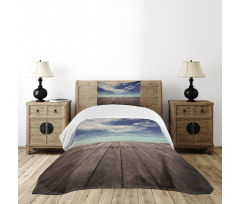 Ocean Cloudy Sky Wooden Pier Bedspread Set