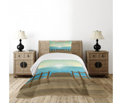 Doodle Landsape Port and Sea Bedspread Set