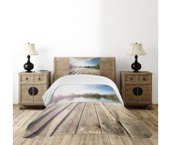 Grunge Wood Pier Blurred Photo Bedspread Set