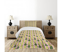 Halved Tropic Fruit Pattern Bedspread Set