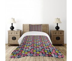 Colorful Ring Donuts Doodle Bedspread Set