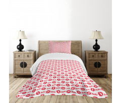 Lipstick Kiss Acronym Pattern Bedspread Set