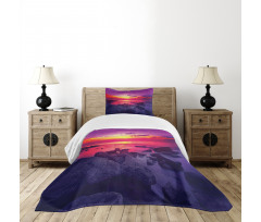 Sunset over Sea Cloudy Bedspread Set