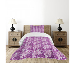 Purple Tones Floral Pattern Bedspread Set