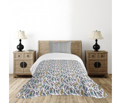 Vivid Feathers Doodle Hippie Bedspread Set