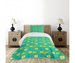 Pattern Citrus Lemons Bedspread Set