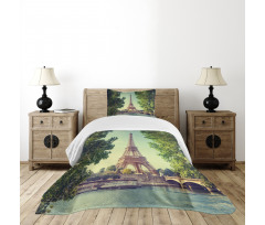 Eiffel Tower Seine River Bedspread Set