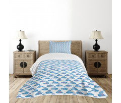 Abstract Fish Design Sea Bedspread Set