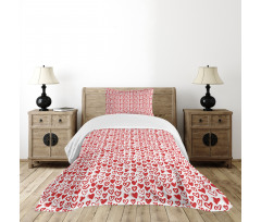 Brush Drawing Hearts Bedspread Set