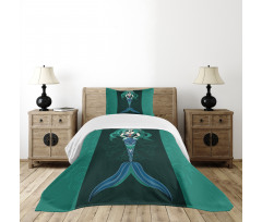 Hand Drawn Mermaid Bedspread Set