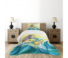 Fantasy Woman on Rock Bedspread Set