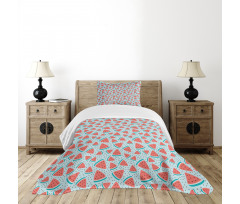 Watermelon Slices and Seeds Bedspread Set