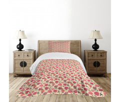 Doodle Flowers and Berries Bedspread Set