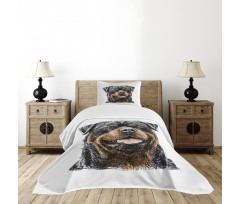 Hand Drawn Image of Dog Bedspread Set