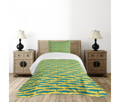 Repetitive Crocodile Pattern Bedspread Set