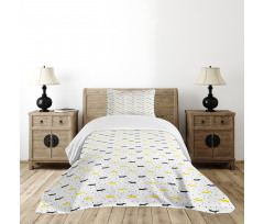 Bicolour Dogs and Hearts Bedspread Set