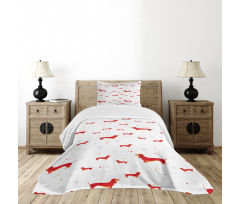 Dog with Hearts and Dots Bedspread Set