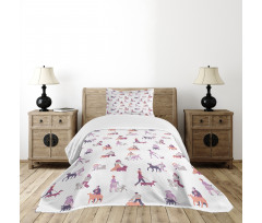 Dog Owners with Pets Bedspread Set