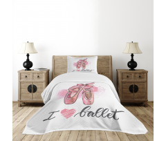 I Love Ballet Typography Bedspread Set