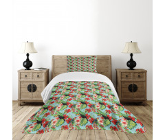 Hibiscus Parrot and Toucan Bedspread Set