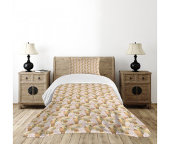 Modern Bicolour Leaves Bedspread Set