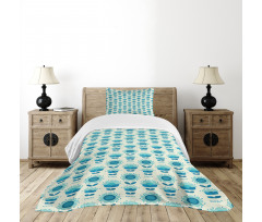 Folkloric Abstract Flowers Bedspread Set