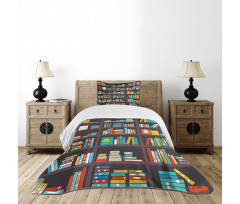 Cartoon Colorful Books Bedspread Set