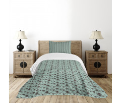 Chinese Curlicue Flowers Bedspread Set