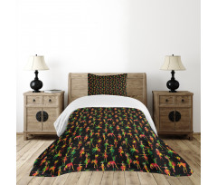 Dancing Women in Flag Hues Bedspread Set