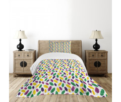 Symbolic Mardi Gras Design Bedspread Set