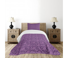 Floral Motif Damask Bedspread Set