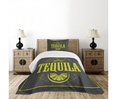 Vintage Alcohol Themed Text Bedspread Set