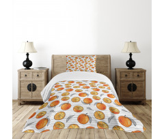 Sketch Lines and Oranges Bedspread Set