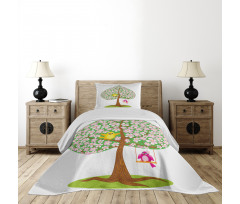 Heart Shape Tree Blossom Bedspread Set