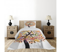 Spring Season Tree Leaves Bedspread Set