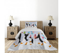 Penguins in Caps Bedspread Set