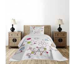 Doodle Style Atom Bedspread Set