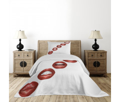 Vivid Full Red Lips Feminine Bedspread Set