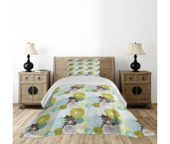 Pastel Wildflower Leaves Bedspread Set