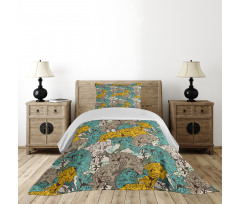 Drawing Style Vintage Bedspread Set