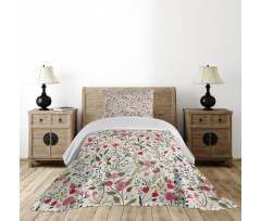 Birds Roses Polka Dots Bedspread Set