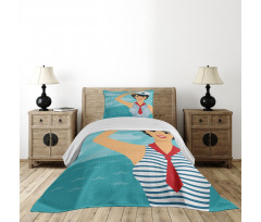 Smiling Sailor Girl Bedspread Set