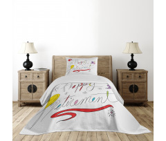 Floral Motifs Doodle Bedspread Set