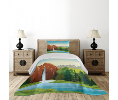 Summer Landscape Woodland Bedspread Set