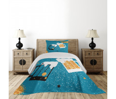 Beer Mugs Toasting Bedspread Set