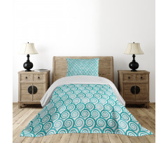 Flat Design Sea Waves Bedspread Set