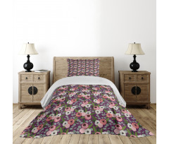 Vibrant Flower Leaves Bedspread Set