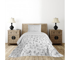 People Walking Dogs Bedspread Set